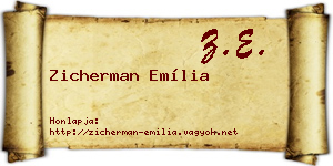 Zicherman Emília névjegykártya